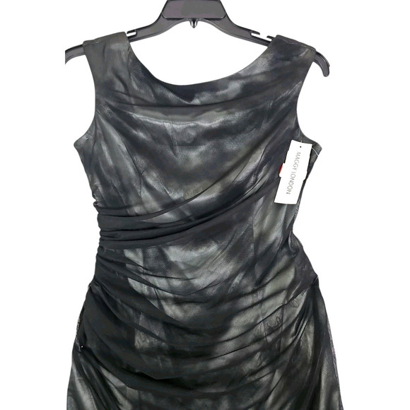 Maggy London ~Size 8~ Black/Silver Sheath Party Cocktail Evening Dress Lined NWT - Picture 14 of 14